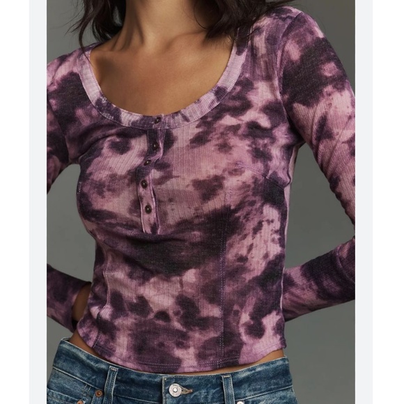 Brand New Angie Ribbed Tissue Henley Too By Pilcro - Picture 4 of 11